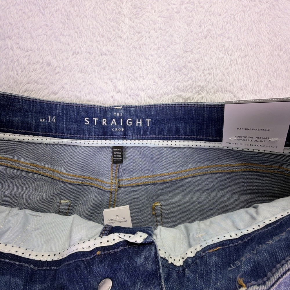White House Black Market Womens 14 Jeans The High-Rise Straight Crop Stretch NWT - Picture 3 of 5